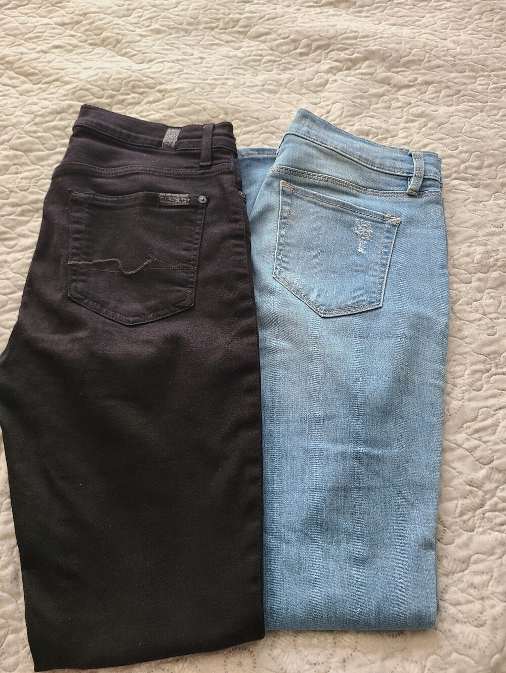 7 For All Mankind Skinny Jeans - Black & Light Blue